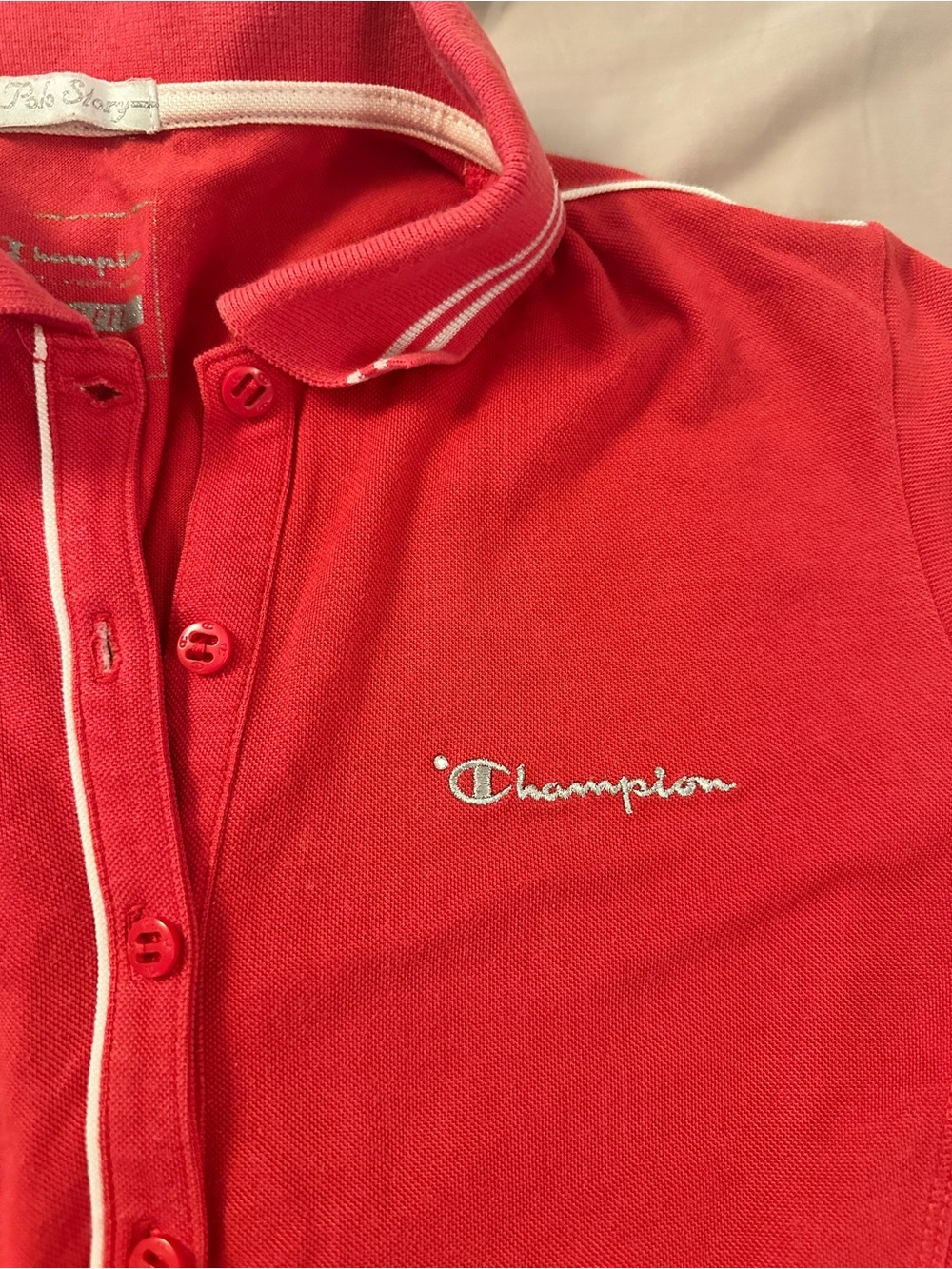 Champion Light Red/Scarlet Polo with White Trim and Embroidered Logo